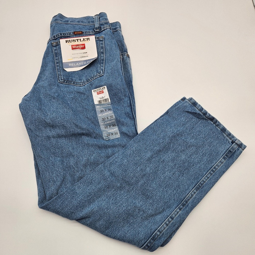 Rustler Wrangler Relaxed Fit‎ Jeans Mens 30x30 Blue Heavyweight Denim New